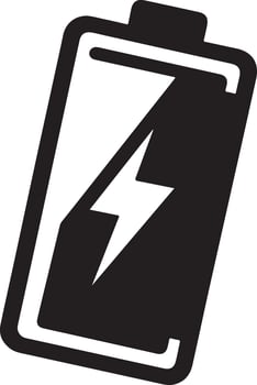 Minimal Battery charging icon art illustration black color black color silhouette vector