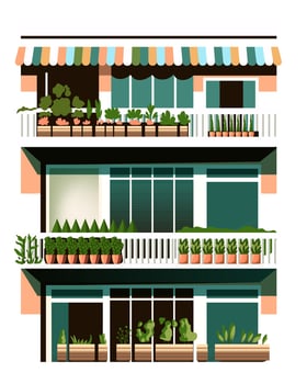 Urban Garden on Apartment Balcony vector