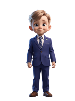 A cartoon boy in a suit and tie png