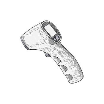 hand drawn thermogun colored illustration vector