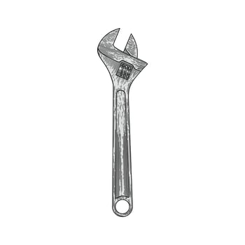 hand drawn wrench colored illustration vector