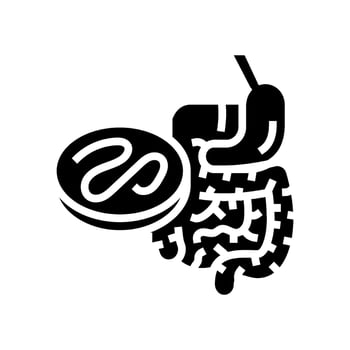 worm digestive system parasite glyph icon illustration vector