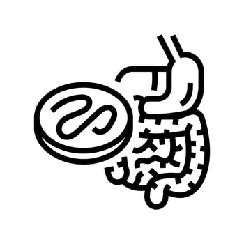 worm digestive system parasite line icon illustration vector