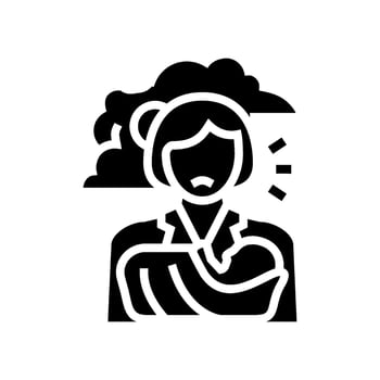 postpartum depression woman disease glyph icon illustration vector