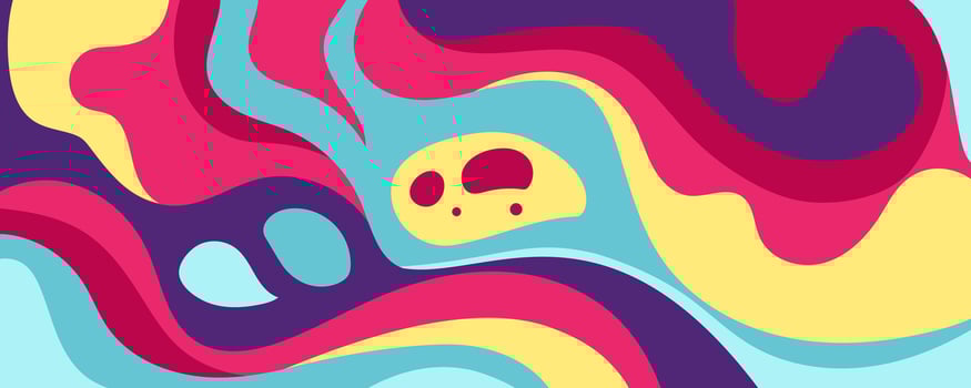 Psychedelic Liquid wave Banner landscape colorful bright background with copy space for text, for banner, greeting card, poster and advertising vector