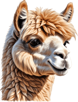 Funny Alpaca Face Closeup Drawing. . png