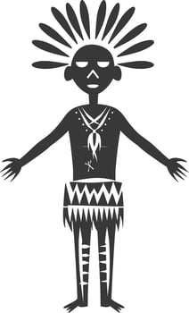 Stylized Black and White Illustration of a Tribal Person vector