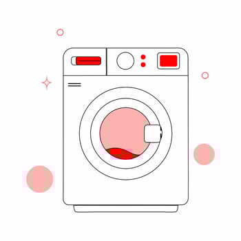 Washing machine illustration with red and pink accents.. vector