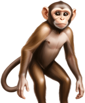 Upbeat Ape Figure in Standing Position. . png
