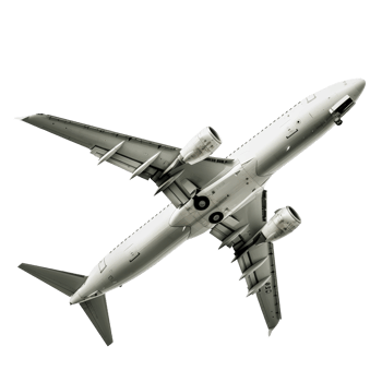 A large jet airplane flying in the air png