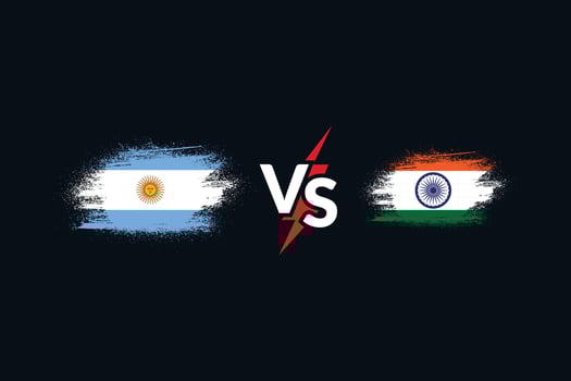 Argentina vs india grunge effect flag vector