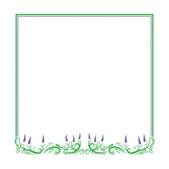 square frame with lavender flowers below vector