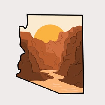 arizona desert canyon landscape with sunset vector