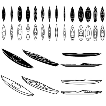 Kayak icon set. Kayak illustration sign collection. Rowing symbol or logo. vector