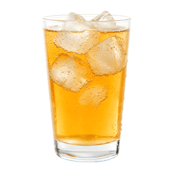 Refreshing iced soda orange juice in a clear glass isolated on transparent background png