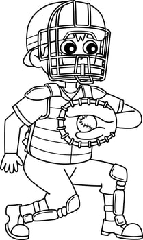 Baseball Catcher Isolated Coloring Page for Kids vector