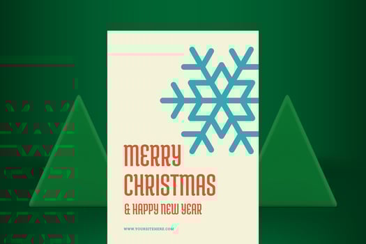 Winter holiday congratulations decoration greeting card with blue snowflake illustration vector