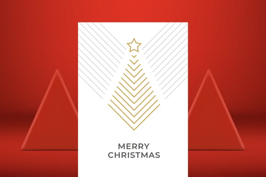 Merry Christmas modern greeting card golden silver lines and star ornament design vector