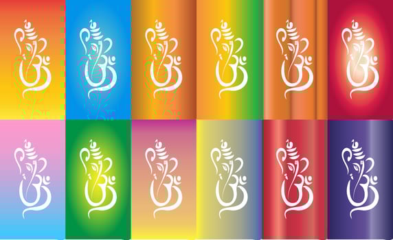 A set of colorful banners with the hindu god ganesha vector