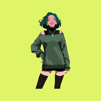 smiling girl and fashionable vector