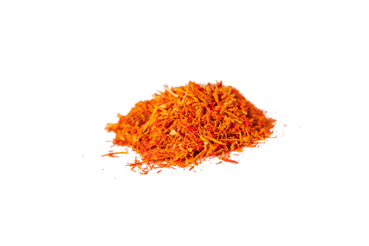 Close up, shot on the transparent background of the dried saffron leaves spice png