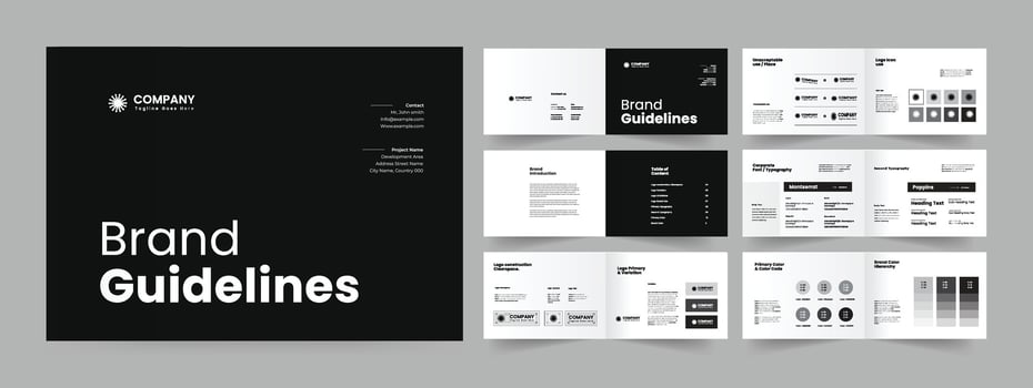 brand guidelines and brand guideline presentation design vector
