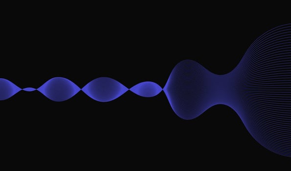 A minimalist, abstract background with a gentle, blue frequency curve. vector
