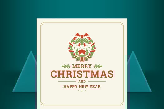 Merry Christmas vintage greeting card festive spruce wreath decorative design vector