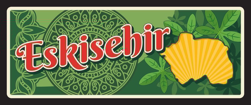 Retro banner Eskisehir Turkish city vintage plate vector