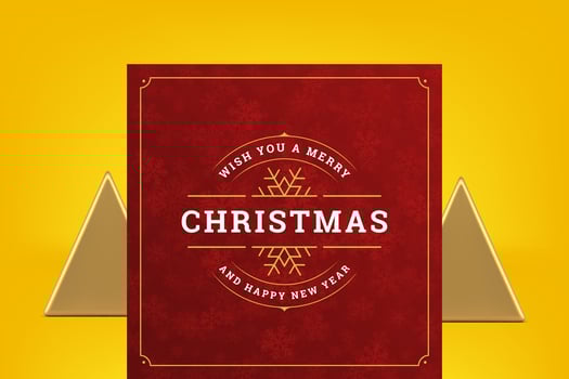 Red vintage snowflake Merry Christmas greeting card premium design illustration vector
