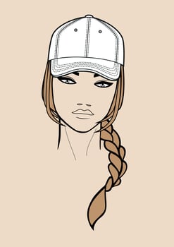 Girl in a baseball cap on a white background vector