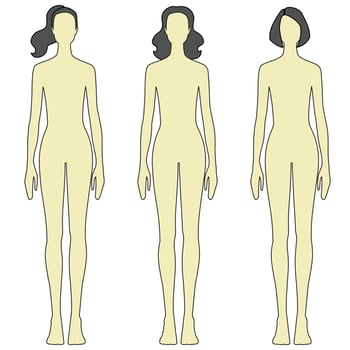 Silhouette woman standing, people, isolated on white background vector