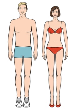 Figures of man and woman. The template for design vector