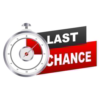a tape with a clock and the last chance. countdown alarm clock with limited time on the clock. illustration vector