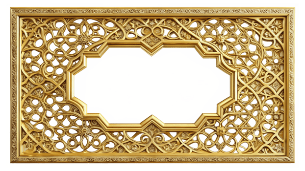 Opulent Gold Frame with Ornamental Flourishes png
