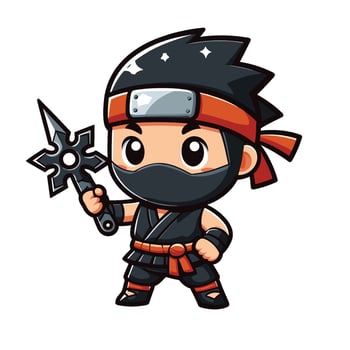 A cartoon ninja character holding a sword vector
