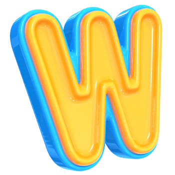 Blue With Yellow Font W 3D Render png