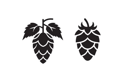 Two black and white hop cones on a white background vector