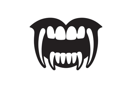 A black and white illustration of a vampire's mouth vector
