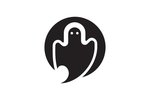 A ghost is shown in a black and white logo vector