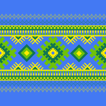 A blue and yellow ethnic pattern vector
