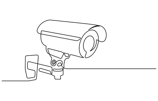 One continuous line drawing of CCTV vector