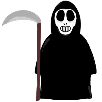 Ghost holding a knife goes to hell png