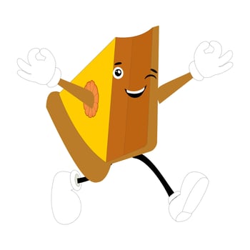 Cute mascot pumpkin pie, Halloween Pumpkin Pie Characters. Cartoon Sweets Walking and Smiling. Autumn Holiday Mascot Template. Illustration Cool kawaii happy doodle Isolated running happily vector
