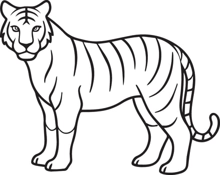 a tiger coloring page for kids vector