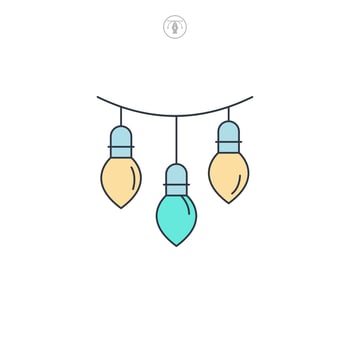 Christmas lights icon symbol illustration isolated on white background vector