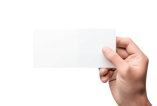 A hand holding a blank business card on a black background png