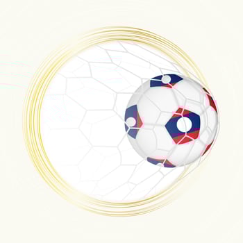 Football emblem with football ball with flag of Laos in net, scoring goal for Laos. vector