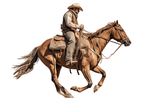 Cowboy Riding A Galloping Horse With Dust Trail On Transparent Background png