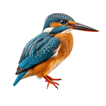 Colorful Kingfisher Bird Perched On A Wooden Log Against A White Background png